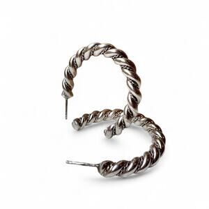 Vintage silver twisted hoop earrings